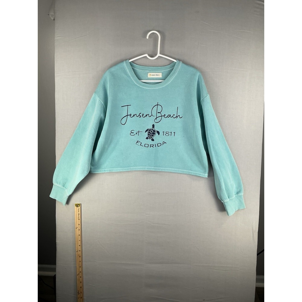 Ocean Drive Womens Cropped Sweatshirt L Jensen Beach Florida Graphic Pullover